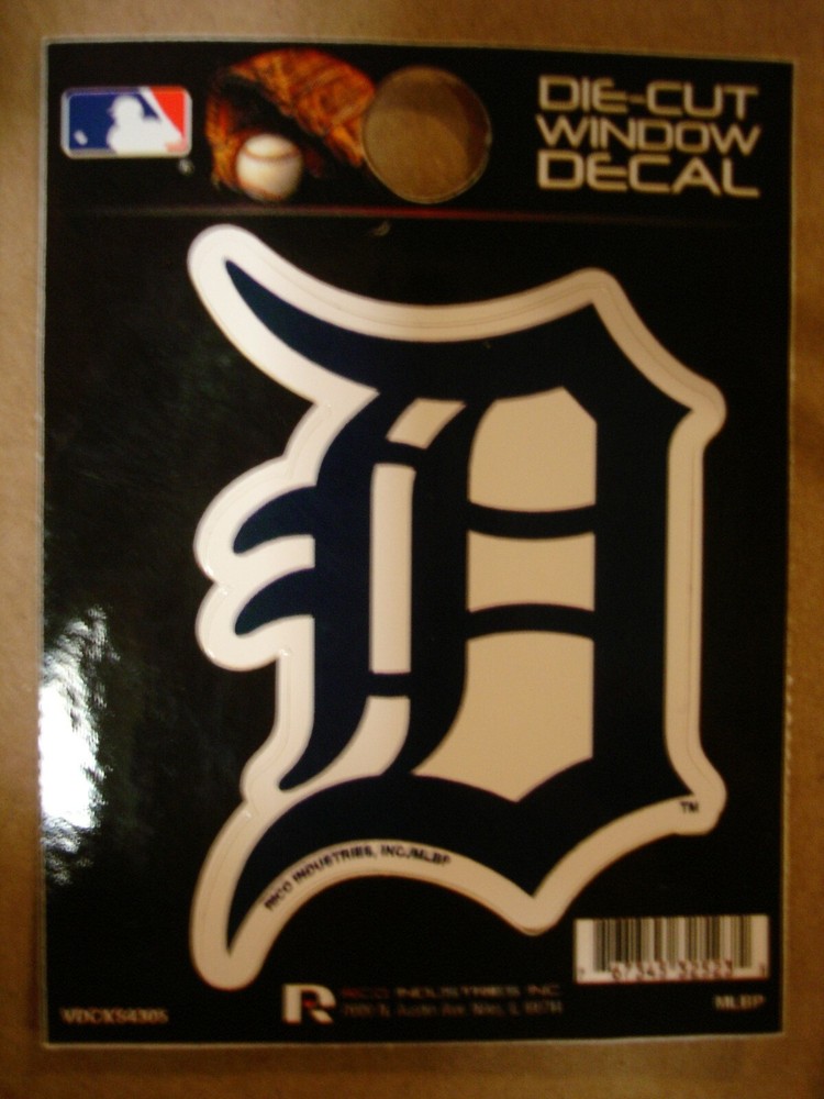 Detroit Tigers Die Cut Decal Blue w/ White Trim 1.5in x 2.5in Olde English D
