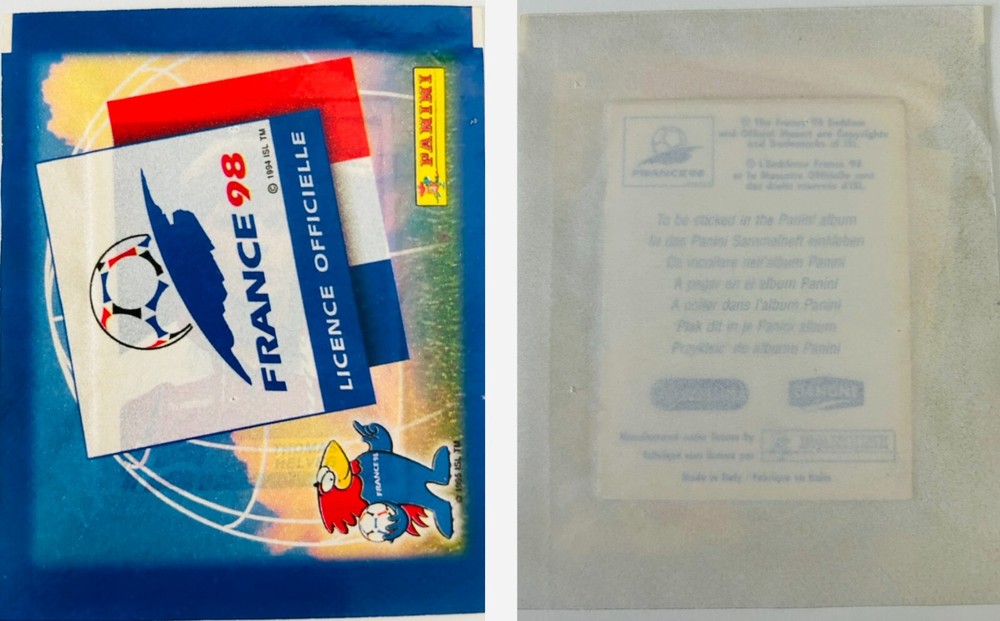 Panini World Cup FRANCE 1998 Sealed sticker pack DANONE TRANSPARENT BACK version