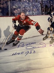 Autographed Bobby Hull 16×20 Photo JSA sighed Sticker Only Track Online