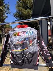 NASCAR Racing #94 Snap Front Jacket Quilted Lining Size 8 Black Red Gray
