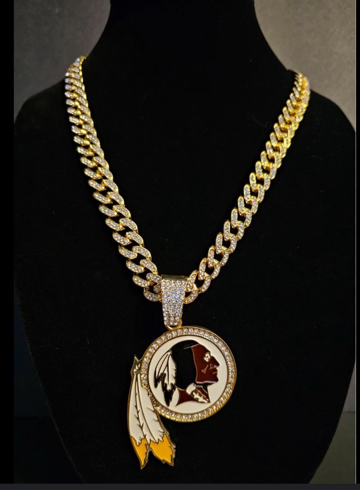 Washington Redskins Throwback Chain Luxury Full Iced Out Crystal 24″ Necklace