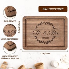 Craftique Wedding Gifts for Couples 2025 – Walnut 11″L x 8.5″W,