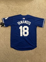 sNWT Yoshinobu Yamamoto Dodgers Men’s Small Blue Away Jersey Stitched #18