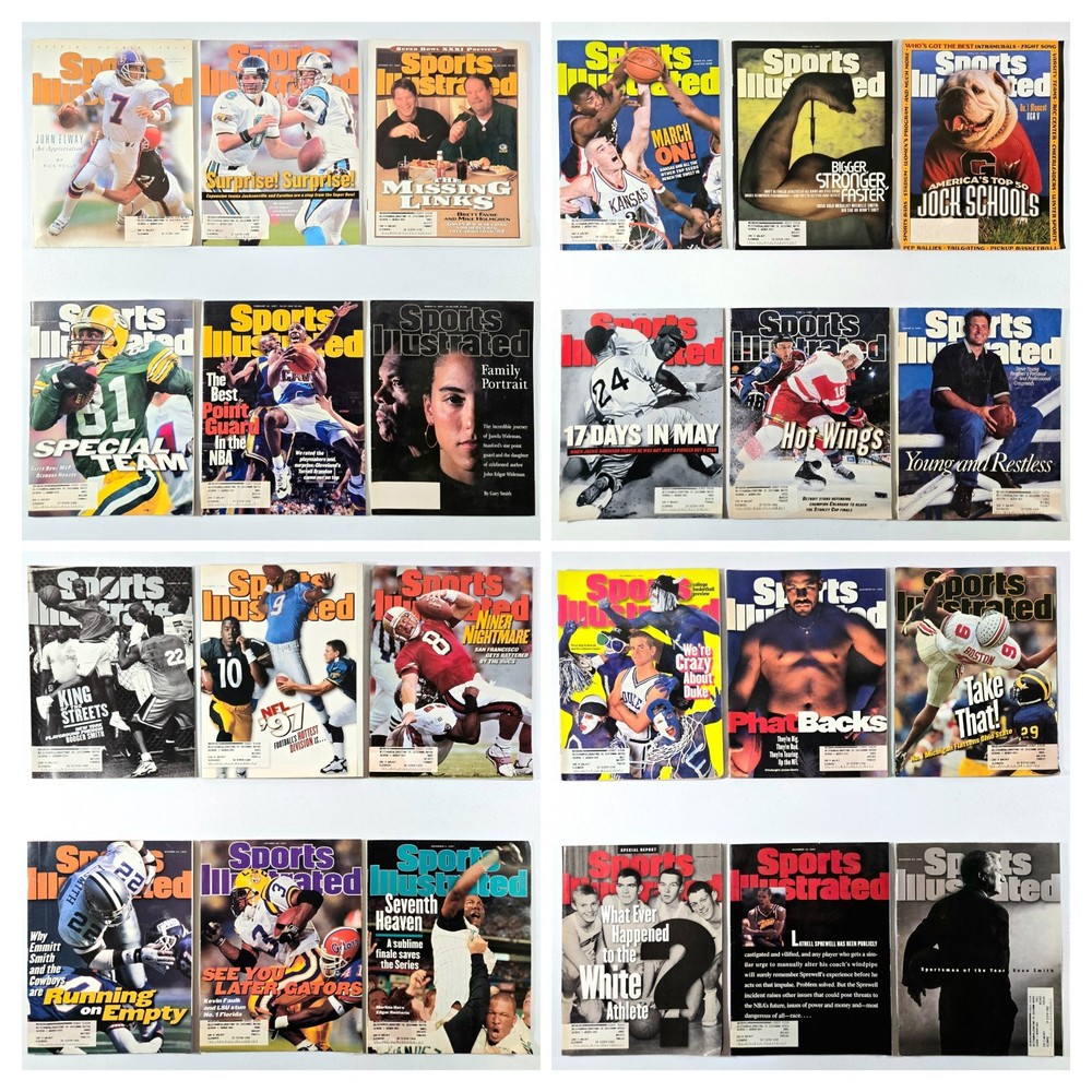 LOT OF 24 SPORTS ILLUSTRATED MAGAZINES 1997 JOHN ELWAY JACKIE ROBINSON JORDAN