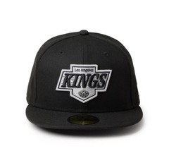 LA KINGS NEW ERA 59fifty BLACK FITTED HAT WITH RARE BLACK UNDERVISOR SIZE 7 7/8
