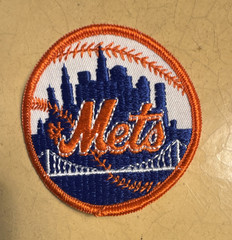 New York Mets Embroidered Round Patch, MLB Baseball Blue Orange White