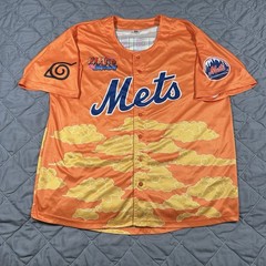 New York Mets Jersey Mens XL Orange Naruto MLB Baseball Anime Shippuden Buttons