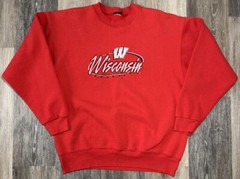 Wisconsin Badgers Sweatshirt Men’s Large Crewneck Pro Player Red Vintage