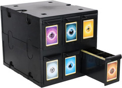 6 Drawer Card Catalog – Black | Stackable Trading Card Organizer Box | Holds Spo