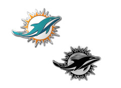 2pc NFL Miami Dolphins 3D Chrome Plastic & Aluminum Color Emblem Sticker Decals