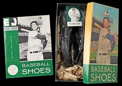 1950s Joe DiMaggio Baseball Shoes in Original Box w/Rare Salesman’s Brochure