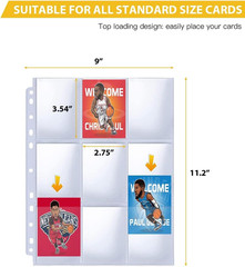 9 Pocket Page Protector, 400 Pack Trading Card Sleeve, Holds 7200
