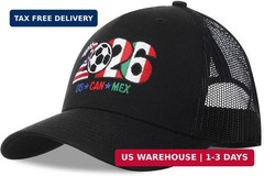 USA, CAN, MEX 2026 World Soccer Fan Hat-Host Countries Embroidered Baseball Cap,