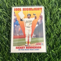 1992 Score Rickey Henderson Card #430 1991 Highlight Oakland Athletics A95