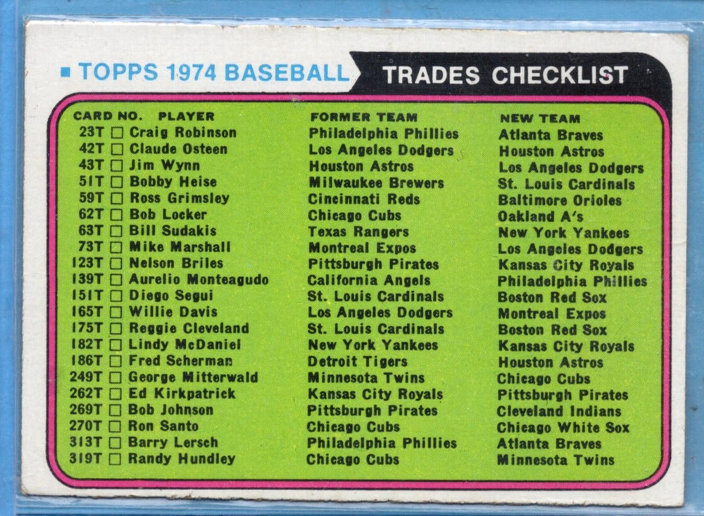 1974 Topps TRADED Baseball COMPLETE Set 44 Cards-