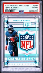 Derrick Henry 2023 National Treasures NFL SHIELD 1/1 WORN PSA 8 Titans 1 OF 1