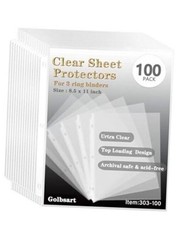 Sheet Protectors 8.5 x11 Inch Pack Page Protectors for 3 Ring Binder, Top 100