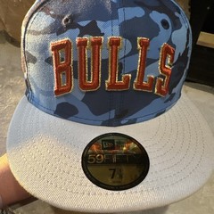59FIFTY Chicago Bulls Embroidered Blue Camo Fitted Hat Size 7 1/8