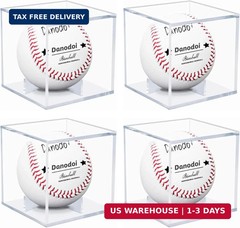 4 Pack UV Protected Clear Acrylic Baseball Display Cube