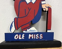VTG OLE MISS COLONEL REB WOODEN CUT OUT PLAQUE SIGN 12 1/8in. x 7 1/2in.