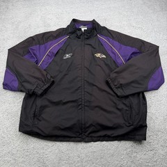 Baltimore Ravens Jacket Mens XL Black NFL Football Full Zip Pockets Reebok VTG