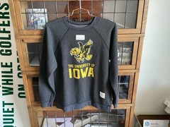NWOT Iowa Hawkeyes RETRO BRANDS Gray SPELL OUT w LOGO Sweatshirt SZ S – Cool