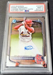 2025 Bowman Chrome 1st Auto Rainiel Rodriguez Prospect #CPA-RR PSA 9 10 Cardinal