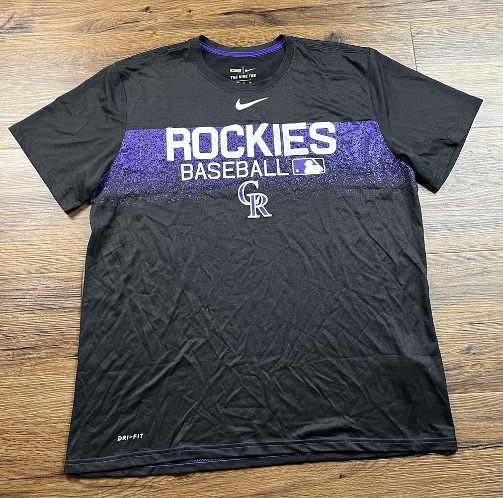 Colorado Rockies Shirt Mens XL Black Nike Authentic Dri-FIT MLB Baseball
