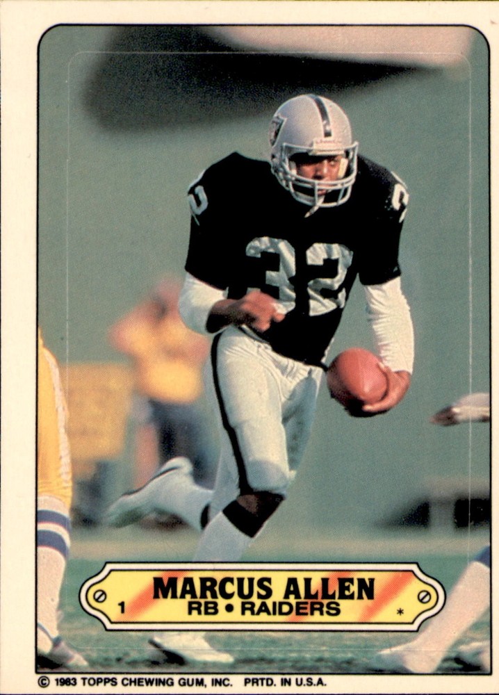 1983 Topps Sticker Inserts #1 Marcus Allen RC Rookie Card