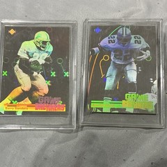 Upper Deck 1990 Game Breakers NFL Lot 2: Barry Sanders GB1, Emmitt Smith GB5