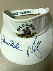Johnny Miller & Nick Faldo Hand-Signed US Open Visor