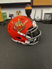 BALTIMORE ORIOLES MINI NFL FOOTBALL RIDDELL SPEED GLOSS ORANGE CUSTOM HELMET MLB