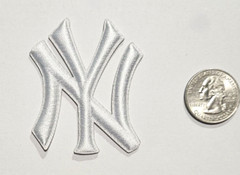 New York Yankees NYY White 3D Depth Logo Embroidered Iron on Patch 2 X 2.3 inch