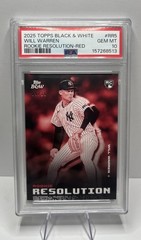 2025 TOPPS BLACK & WHITE RED WILL WARREN ROOKIE CARD /10 PSA 10