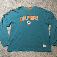 Vintage Reebok NFL Gridiron Classic Miami Dolphins Long Sleeve Shirt Mens L