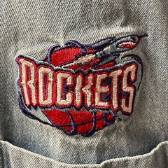 Vtg 80’s True Fan Sportswear Blue DENIM Houston ROCKETS Basketball NBA Shirt XL