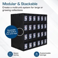 6 Drawer Card Catalog – Black | Stackable Trading Card Organizer Box | Holds …