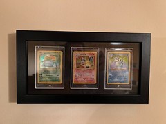 Trading Card Display Case 3 Sport Pokemon MTG Wood Frame + 35PT Magnetic Holders