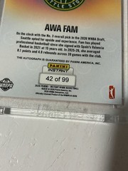 Awa Fam RC 2026 Panini Instant WNBA Draft Night #2 Auto /99 Rookie