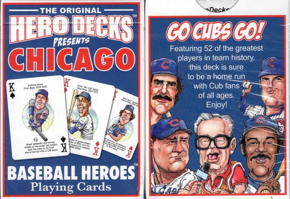 CHICAGO CUBS Hero Decks Caricature 52 Playing Cards Parody art Unique Gift