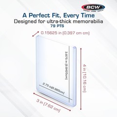 200 Thick Card Topload Holders 79 Pt. 3×4 Rigid Clear Jersey Storage 8 Packs BCW