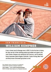2022 Panini Elite Extra Edition – William Kempner #106 Status Green /499 (RC)