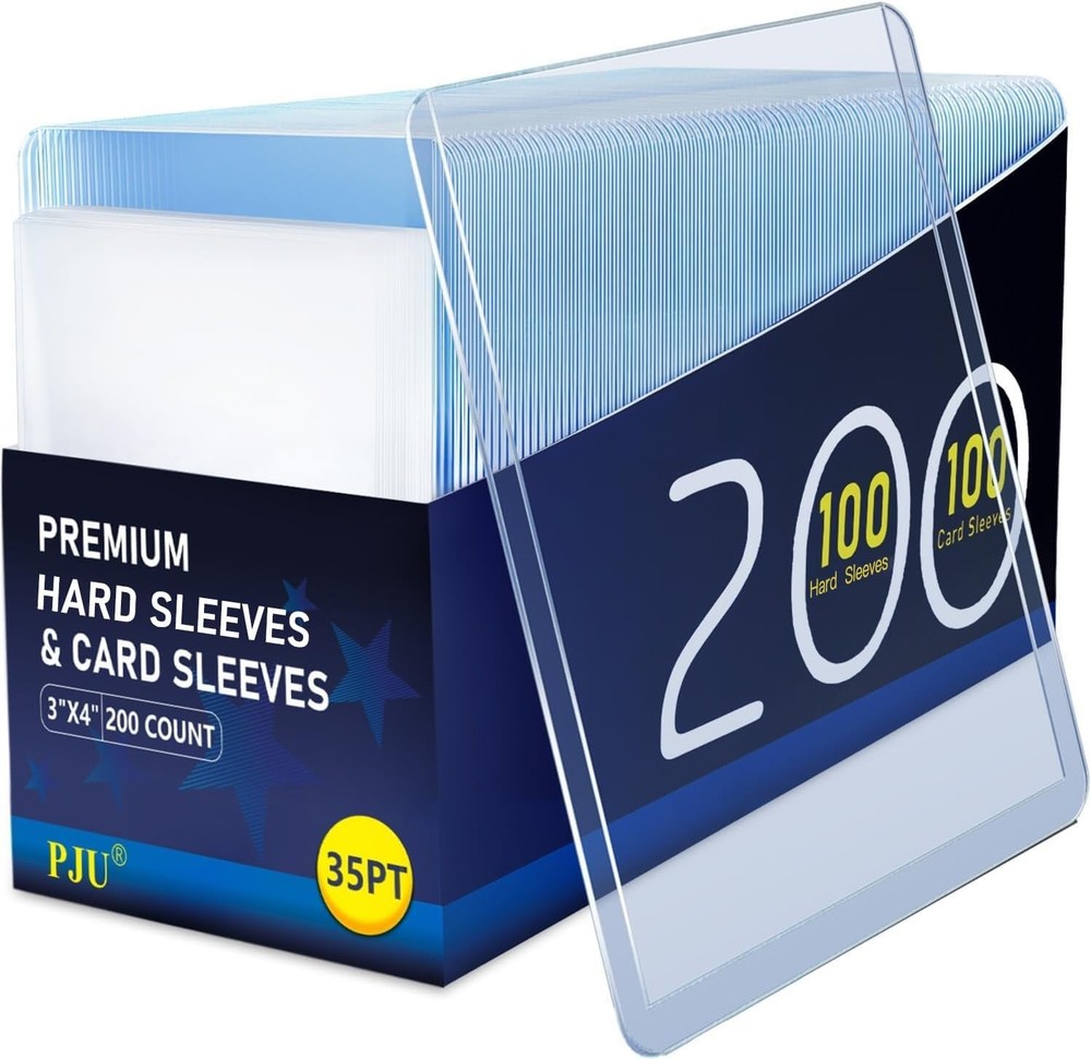 200 Hard Plastic Card Sleeves, Premium Card Sleeves, 3″x 4″ Baseball Cards