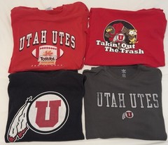 Lot of Four University Of Utah Tops – Two T-Shirts, Two Long Sleeves, Size Large