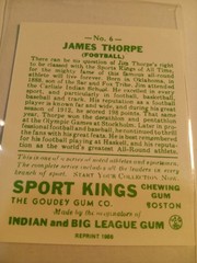 1986 1933 Goudey Sport Kings Gum Reprint – Jim Thorpe #6