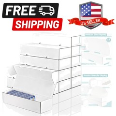 12-Pack 1100 Count Trading Card Storage Box, White Corrugated Cardboard Stora…