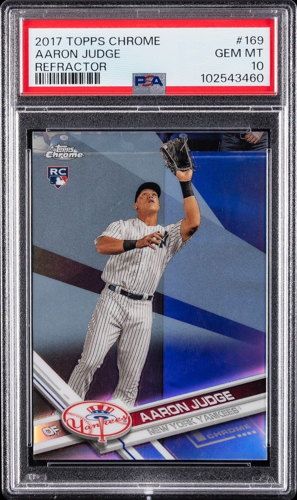 2017 Topps Chrome Refractor #169 Aaron Judge Catching Rookie – PSA 10