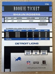 2001 Contenders #176 Shaun Rogers Autograph Rookie Ticket RC SP Texas Lions