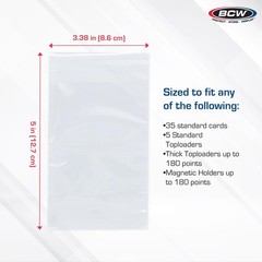BCW Resealable Team Set Bags – 100 Count | Holds 9.525 x 12.7 x 0.5 cm, Clear