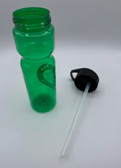Oakland Athletics A’s Green Clear Plastic Water Bottle w/ straw MLB Licensed